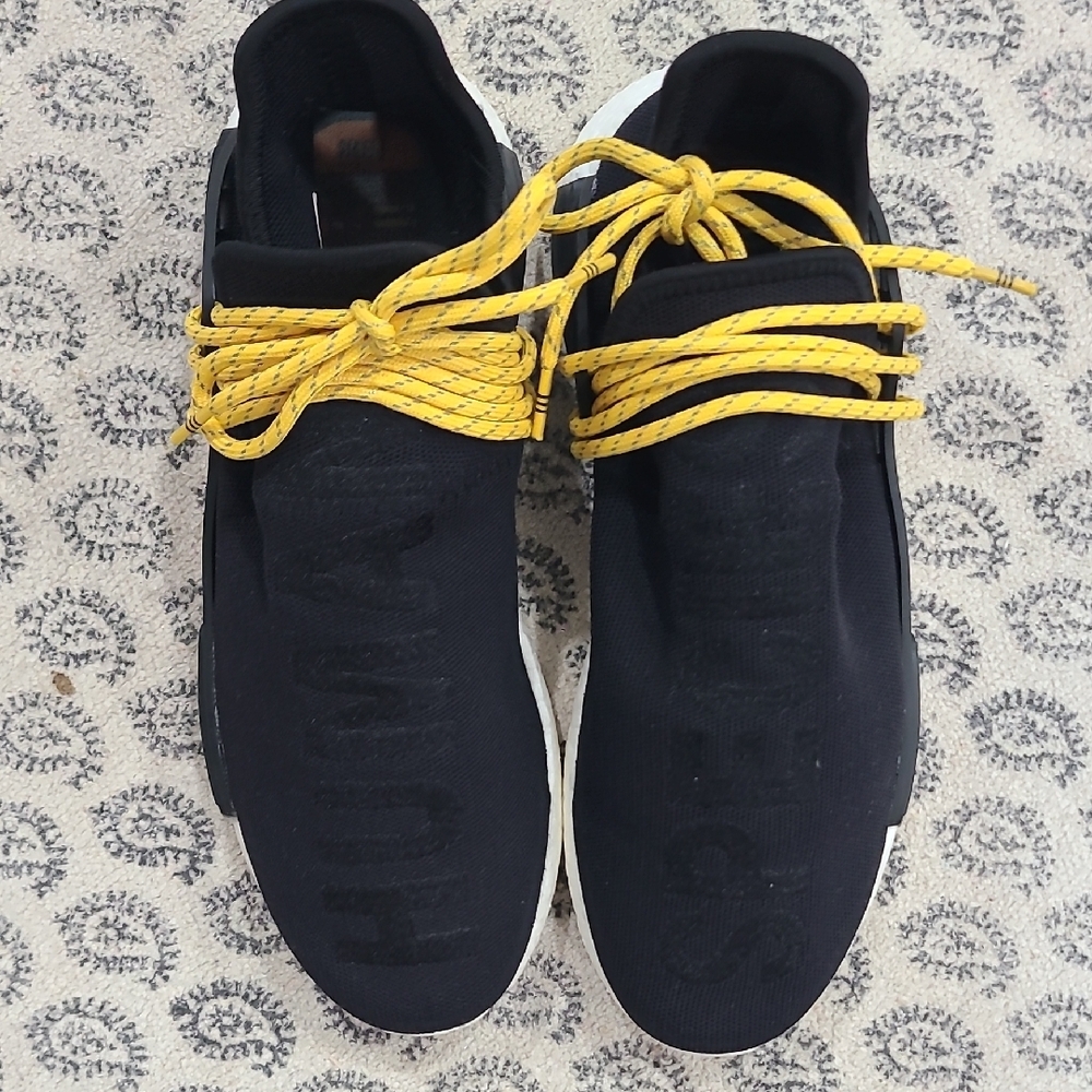 adidas Pharrell Wlliams Human Species Black Sneakers with Yellow Accents - Picture 3 of 9